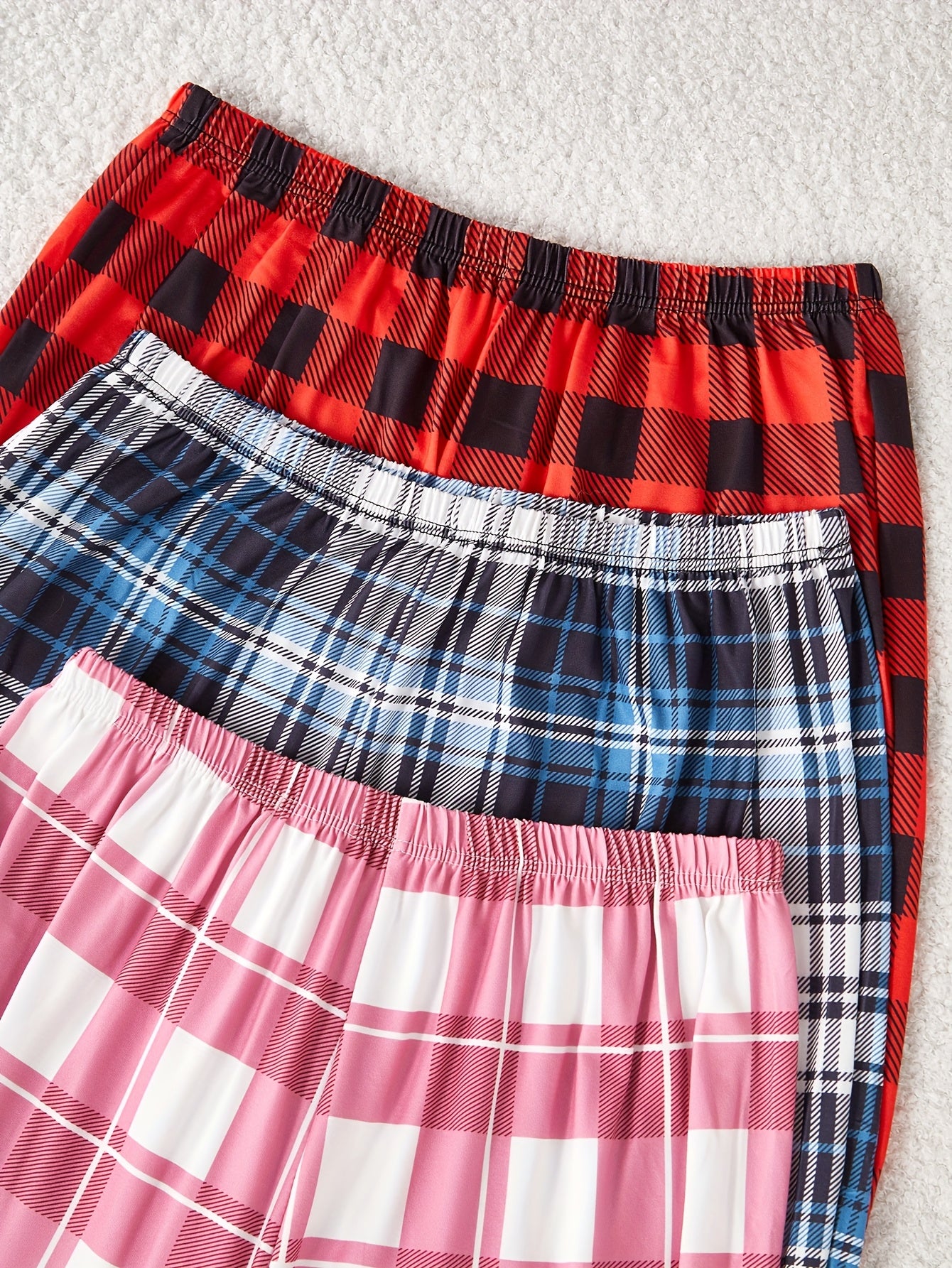 [New 6-Piece Pajama Set] New Women's Six-Piece Casual Pajama Set | Letter Print Long & Short Sleeve Tops with Plaid Pants Sleepwear Outfit