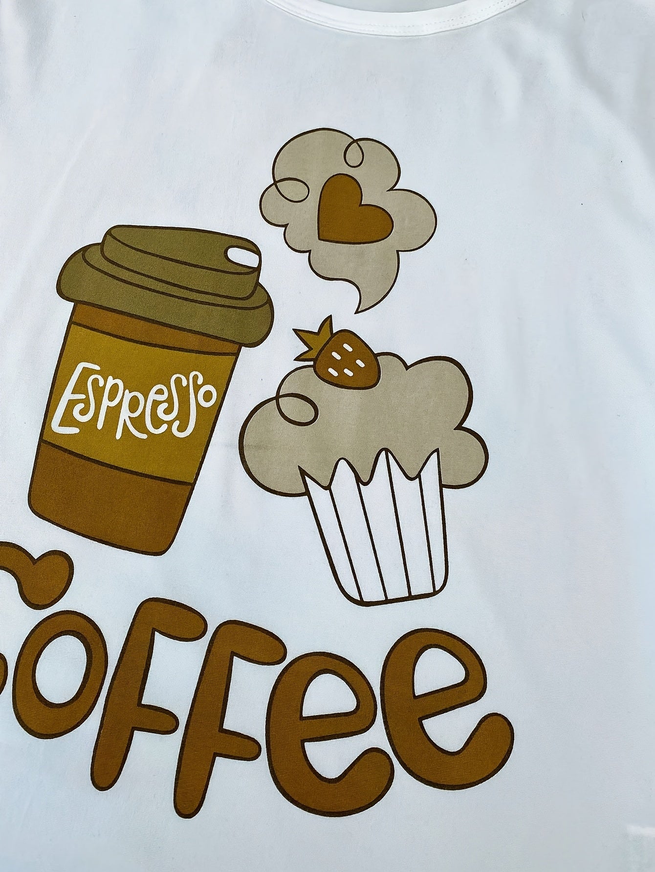 3pcs Women'S Pajama Set, Coffee, Slogan Print, Casual Round Neck, Polyester Knit, Comfortable All-Season Adult Sleepwear, Elegant Home Clothes