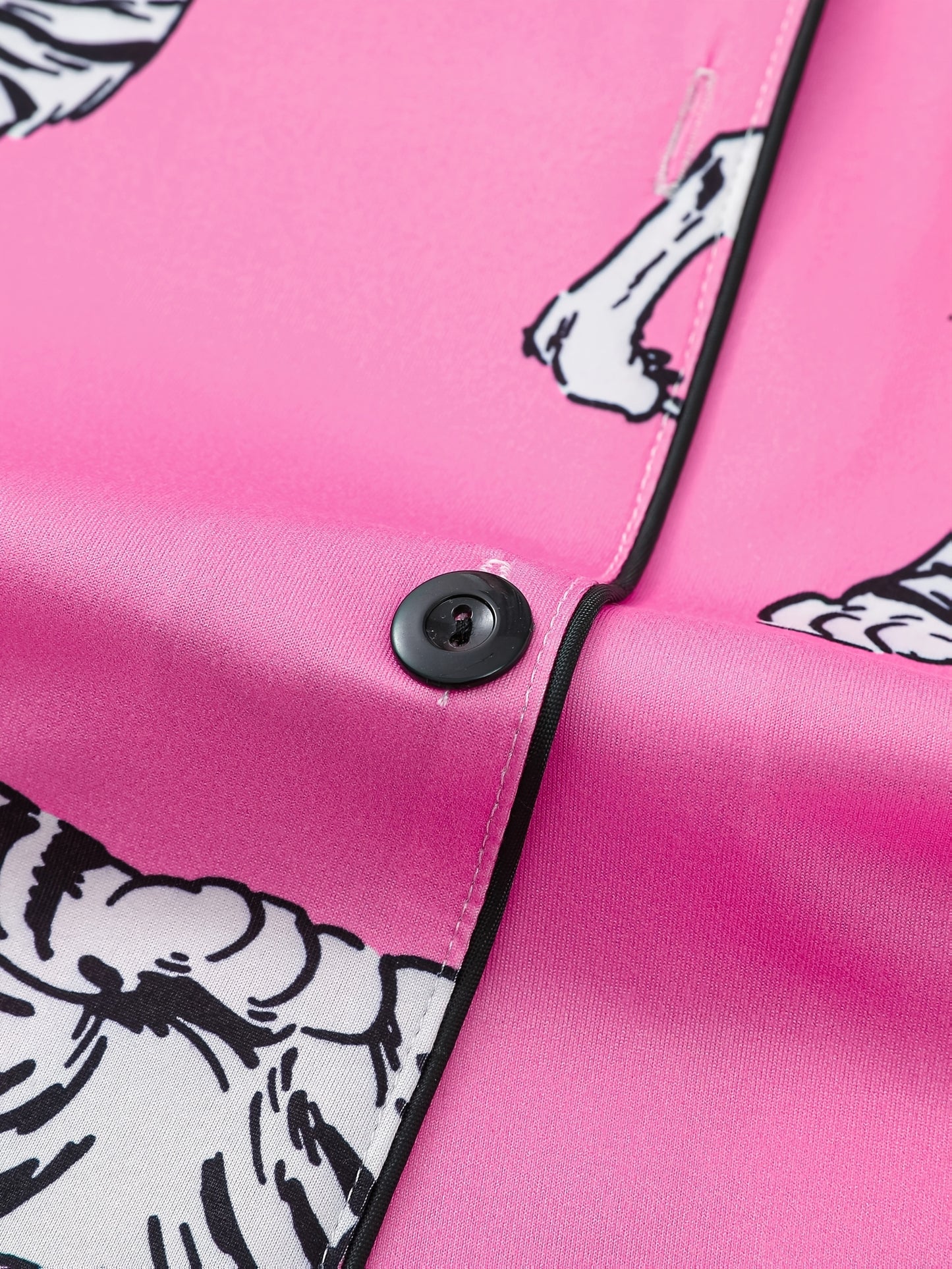 Two Piece Elegant Women's Sleepwear Set, Comfortable Fabric, Long Sleeved Button Up Top, Paired with Matching Pants, Printed All Over, Pocket Details, Suitable for All Season Wear