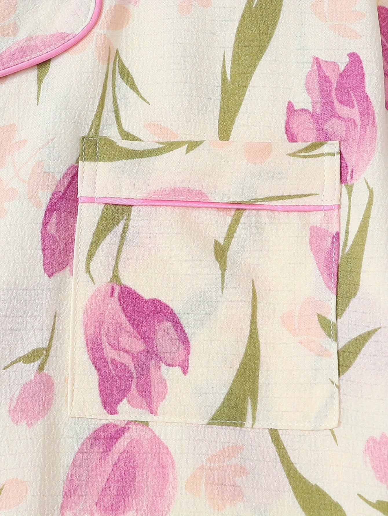 [Women's Red Tulip Pajama Set] Two-Piece Women's Red Tulip Flower Print Pajama Set, Short Sleeve Button- Shirt and Bow Tie Pants for Spring Summer Autumn Casual Loungewear