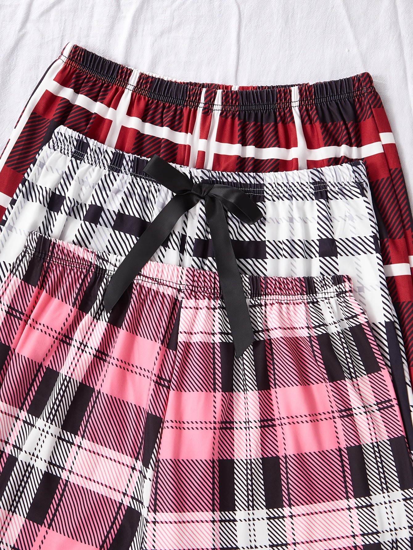 Women'S New Six-Piece Set Casual Home Wear Heart Print Pockets Long Sleeve Short Sleeve Top Plaid Pants Pajama Set